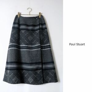 ポールスチュアート Paul Stuart☆アルパカ混 総柄ラップスカート 9ARサイズ☆A-O 7534