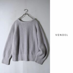 フォンデル VONDEL☆羊毛100% クルーネック 畦編みニット Sサイズ 日本製☆A-O 7565