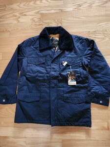 1980年代製　送料込■WOOD Crane 防寒コート WINTER WEAR 作業服　上質な裏地ボア　ネイビー　ネイビー　L