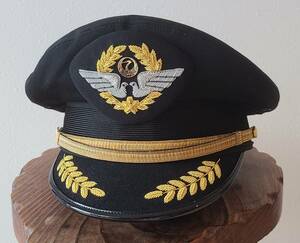 【未着用】JAL 制帽 パイロット【レア旧型】日本航空 制服 航空 帽子 飛行機 操縦 機長 鶴丸