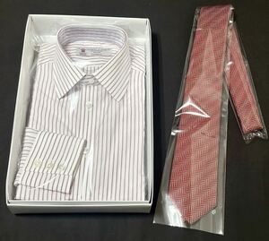 【未使用】正規店購入 TURNBULL & ASSER（ターンブル&アッサー） ストライプ ドレスシャツ ネクタイ セット定価6.2万円