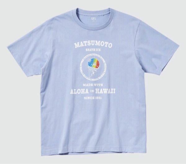 ユニクロ ザ・ブランズ　ハワイアンロコ～ メンズ「 マツモトシェイブアイス 」半袖Tシャツ〈 Lサイズ 〉blue