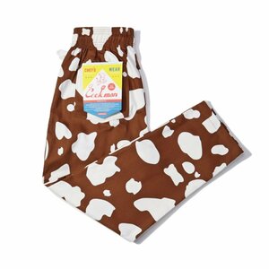 新品 Cookman クックマン シェフパンツ イージーパンツ ワークパンツ 柄パン Cow 牛 アニマル柄 ブラウン 茶 ユニセックス L