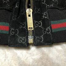 GUCCI グッチ GG柄 シェリーライン スエード レザー ジップアップ ボンバー ジャケット ブルゾン 総柄 ロゴ モノグラム 46 ブラック メンズ_画像5