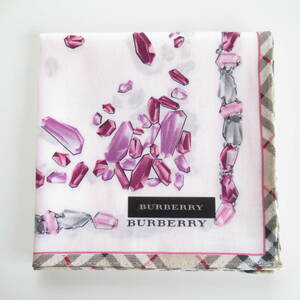 ■未使用　BURBERRY バーバリー　ハンカチ　ストーン柄　ピンク■