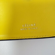 a111 CELINE セリーヌ 財布 コンパクト ウォレット黒 イエロー レザー _画像10