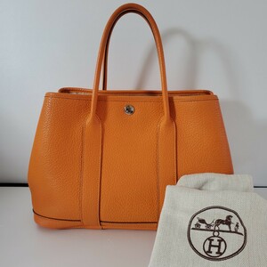 c135 極美品 HERMES エルメス ガーデンパーティ TPM オレンジ N刻 トートバッグ 