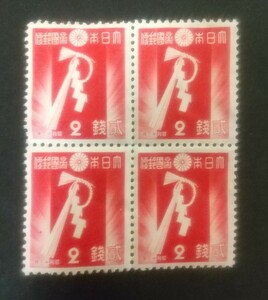 年賀切手 昭和13年 1938しめ飾り 4枚ブロック 未使用品 (ST-TG)