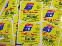 海外紙もの　USA　ヴィンテージ　FROSTY MORN Half-A-Ham　食料品ステッカー　ミートラべル　デットストック　1960年代　50枚_画像1