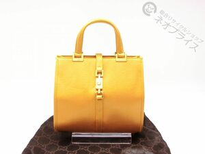 ◆Y7177 GUCCI グッチ ジャッキー サテン ロック式 ゴールド ミニ ハンド バッグ 美品