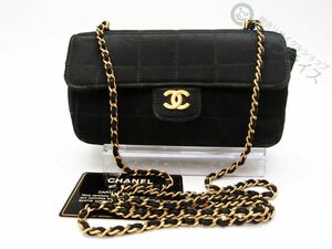 ◆S9280 CHANEL シャネル チョコバー ココマーク サテン チェーン ミニ ショルダー バッグ