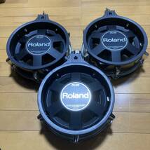 ★完動! Roland PD-105 3個セット ブラッククローム スネア タム 電子ドラム トリガー パッド TD-30 V-Drum V-Pad ローランド_画像2