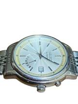17766 SEIKO セイコー 5M54-0AE0 キネティック SS×革ベルト アイボリー文字盤 自動巻き メンズ腕時計 ジャンク _画像2