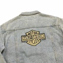 HARLEY DAVIDSON デニム ジャケット L ロゴ 刺繍 ワッペン ビッグロゴ アメリカン ジージャン Gジャン ハーレーダビッドソン_画像8