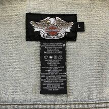 HARLEY DAVIDSON デニム ジャケット L ロゴ 刺繍 ワッペン ビッグロゴ アメリカン ジージャン Gジャン ハーレーダビッドソン_画像6