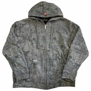 ECKO UNLTD. スウェット パーカー M グレー 総柄 フルジップ ジップアップ ジャケット スウェット フーディ ヒップホップ HIPHOP エコー