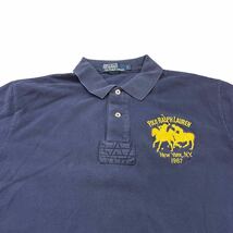 90s Polo by Ralph Lauren 半袖 ポロシャツ L ネイビー ポニー ロゴ 刺繍 ワッペン Tシャツ ゴルフ ポロ バイ ラルフローレン ヴィンテージ_画像2