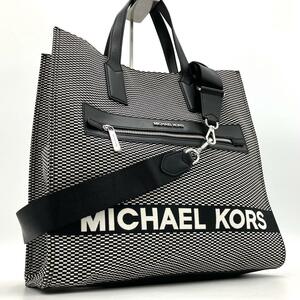 1円【極美品】MICHAEL KORS マイケルコース 2way トートバッグ ビジネスバッグ ジャガード ロゴ A4 ショルダー レザー メンズビジネス