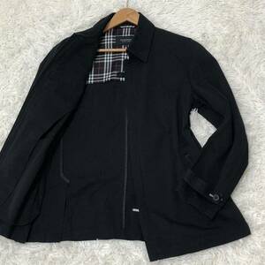 1円【美品/大人の休日】Lサイズ バーバリーブラックレーベル BURBERRY BLACK LABEL コットンジップジャケット 黒 ブラック ノバチェック