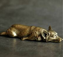 120g 犬 いぬ イヌ コーギー かわいい 動物 真鍮 置物 置き物 文鎮 銅製 金属 細工 精巧 銅 ペーパウエイト おしゃれ 重い 可愛い cor120_画像2