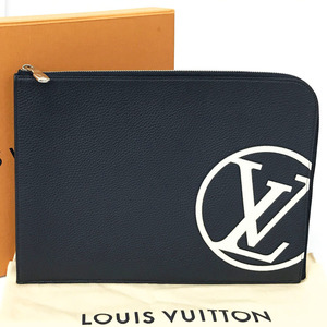 [ beautiful goods ] Louis Vuitton pochette Jules GM clutch bag LV Circle toliyon leather Anne tigo blue M67747 men's box storage bag 