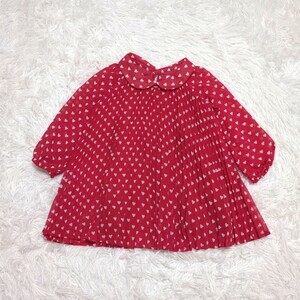 【1円スタート】babygap　ベビーギャップ　長袖　ワンピース　80cm　12-18month　ハート　赤　ベビー　子供服