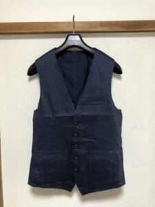 1piu1uguale3 NEW TRAVEL VEST STRETCH COTTON LINEN (NAVY) トラベルベスト　ネイビー　定価44,000円