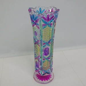 切子 ガラス花瓶/花器 高さ 約24cm 重さ1.1kg/置物 インテリアなどに　60