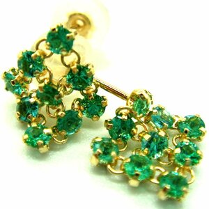 PC1623:K18YG emerald earrings 
