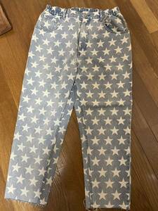 JOYRICH 総柄デニムパンツ　テーパード　星柄　スター　S 古着　ジョイリッチ