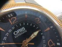 ♯6563　ORIS/オリス メンズ腕時計 ビッグクラウン ポインターデイト 裏スケ 稼働品 7679-43 オートマ 自動巻き 黒文字盤 コンビ ブランド_画像3