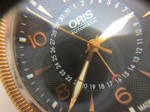 ♯6563　ORIS/オリス メンズ腕時計 ビッグクラウン ポインターデイト 裏スケ 稼働品 7679-43 オートマ 自動巻き 黒文字盤 コンビ ブランド_画像4