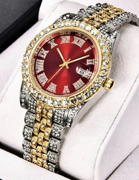 腕時計 ゴールド レッド デイト 日本未発売 海外ブランド