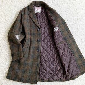 極美品 XLサイズ フリークスストア ハリスツイード FREAK'S STORE HARRIS TWEED チェスターコート チェック キルティング ロング