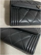 (00K/11)極美品 CHANEL キャビアスキン 長財布 シャネル シャネル長財布 ブラック 黒 ボーイシャネル ウォレット ブランド財布 ココマーク _画像8