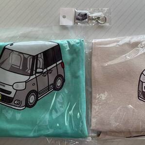 ダイハツ ムーヴキャンバス Tシャツ,エコバッグ,キーホルダー 3点セット (ストライプ グレー/ホワイト)