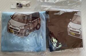  Daihatsu Move canvas T-shirt, eko-bag, key holder 3 point set ( stripe white / gray ) black ver.