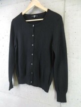 1111b12◆良品です◆カシミヤ100％◆UNIQLO ユニクロ カシミヤニットカーディガン L/ブラック黒/セーター/ジャケット/レディース/女性/婦人_画像2