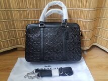 コーチ COACH アウトレット レザー 2WAY ビジネスバッグ ブリーフケース メンズ F72230 ブラック 保存袋付き 新品未使用_画像1