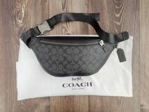 コーチ COACH ウエストバッグ ボディバッグ メンズバッグ レザー チャコール+ブラック メンズ 78777 保存袋付き 新品未使用_画像1