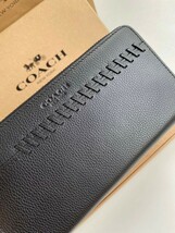 コーチ COACH アウトレット 長財布 メンズ レザー ブラック F21369 小銭入れあり キーホルダー付き 新品未使用_画像3