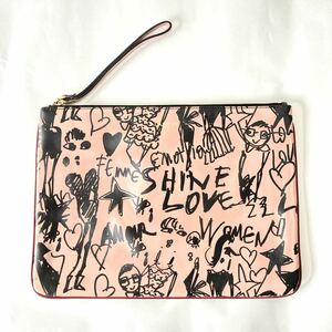 ★美品 LANVIN レザー クラッチ バッグ ピンク ランバン カーフ ハンドバッグ パリ イタリア