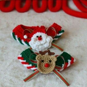 【サンタ】約40cm クリスマス首飾り 愛猫 小型愛犬 手縫い 職人 ペット首輪・マフラー
