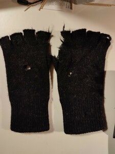 ナンバーナイン　05AW　フィンガーレスニットグローブ　手袋　ウール　日本製　HIGH STREET期　NUMBER(N)INE　黒　指なし　リブ