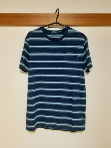 1回着用☆POLO RALPH LAUREN　ポロラルフローレン　半袖Tシャツ　ボーダー　紺色　メンズ　サイズS(日本サイズM)