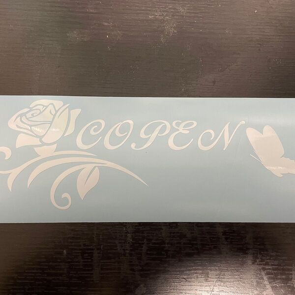 ダイハツ コペン COPEN 薔薇 蝶 カッティングステッカー 白色