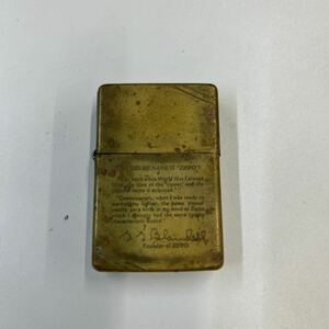 ZIPPO/ジッポー SOLID BRASS/ソリッドブラス 初代社長メッセージ彫刻入り 1989年製 /LPL【ジャンク】