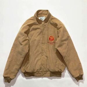 良好☆80s 90s USA製 K-BRAND コーデュロイ スタジャン L ベージュ ビンテージ ワッペン ブラウン バーシティ ビッグサイズ フルスナップ 