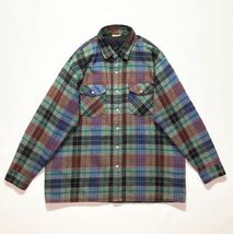 ビッグサイズ☆90s ファイブブラザー 伊勢丹 裏キルティング ヘビーネルシャツ XL グレー 黒 ビンテージ 中綿 オンブレチェック ジャケット_画像1