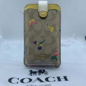 新品未使用　COACH スマホショルダー 大人気！！ スマホクロスボディ イエローおすすめ人スマホケースC8721